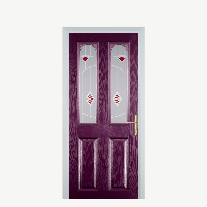 Door A 2 Panel 2 Arch Purple Violet Murano Red image 0