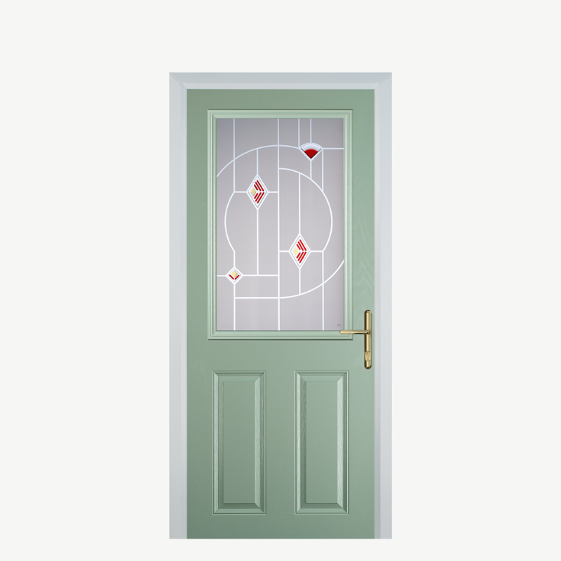 Door F 2 Panel 1 Square Chartwell Green Murano Red image 0