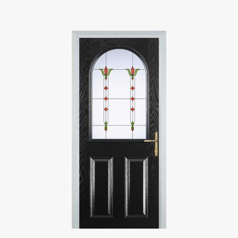 Door E 2 Panel 1 Arch Black Fleur image 0