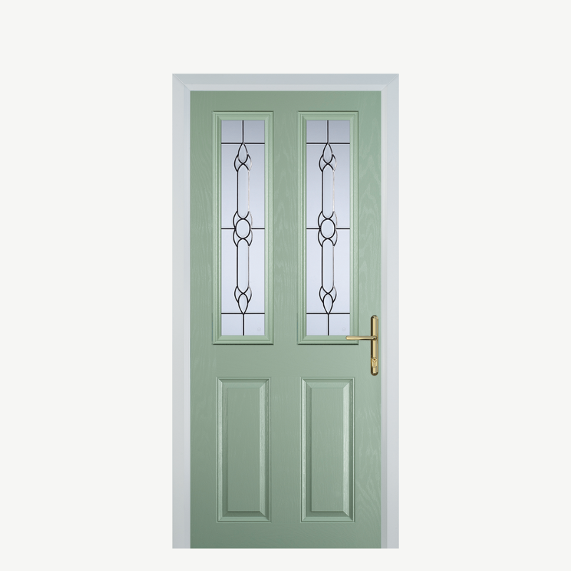 Door C 2 Panel 2 Square Chartwell Green Crystal Bohemia image 0