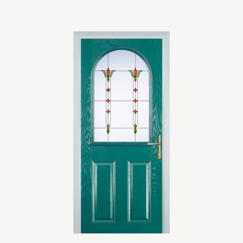 Door E 2 Panel 1 Arch Turquoise Blue Fleur image 0