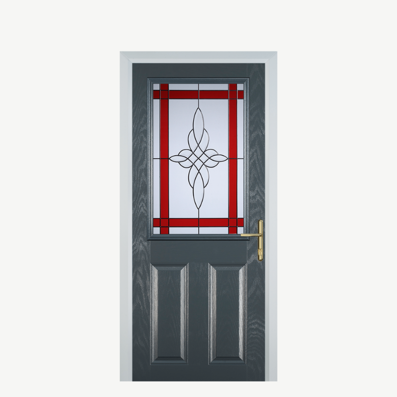 Door F 2 Panel 1 Square Grey Crystal Harmony Red image 0