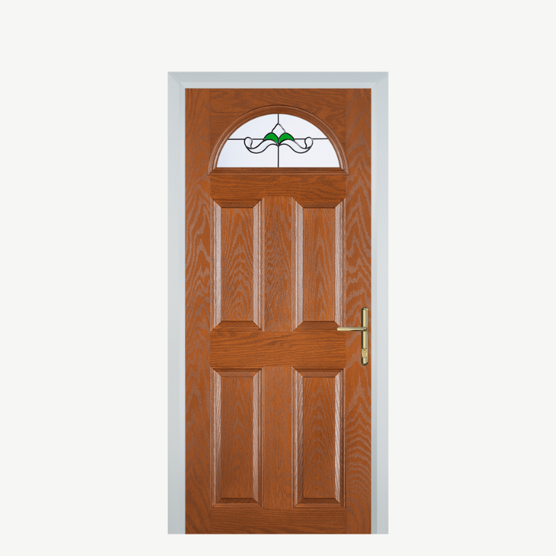 Door D 4 Panel 1 Arch Oak Crystal Bohemia Green image 0
