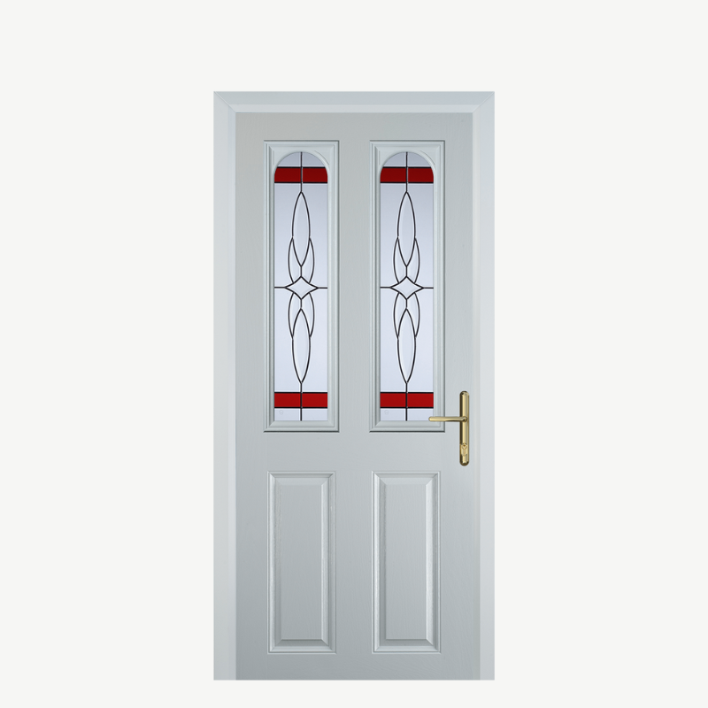 Door C 2 Panel 2 Square White Crystal Harmony Red image 0