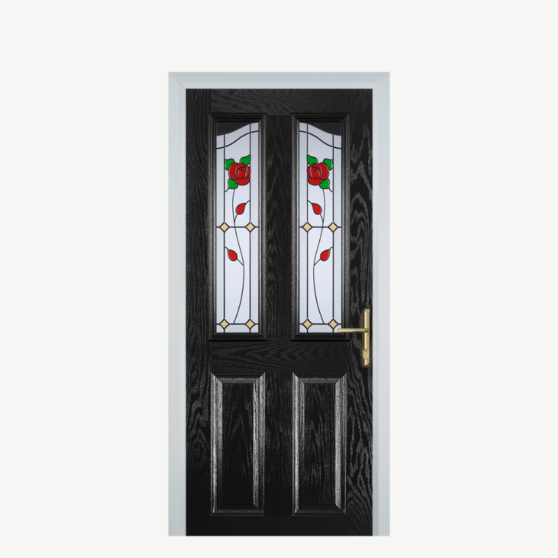 Door B 2 Panel 2 Angle Black English Rose image 0