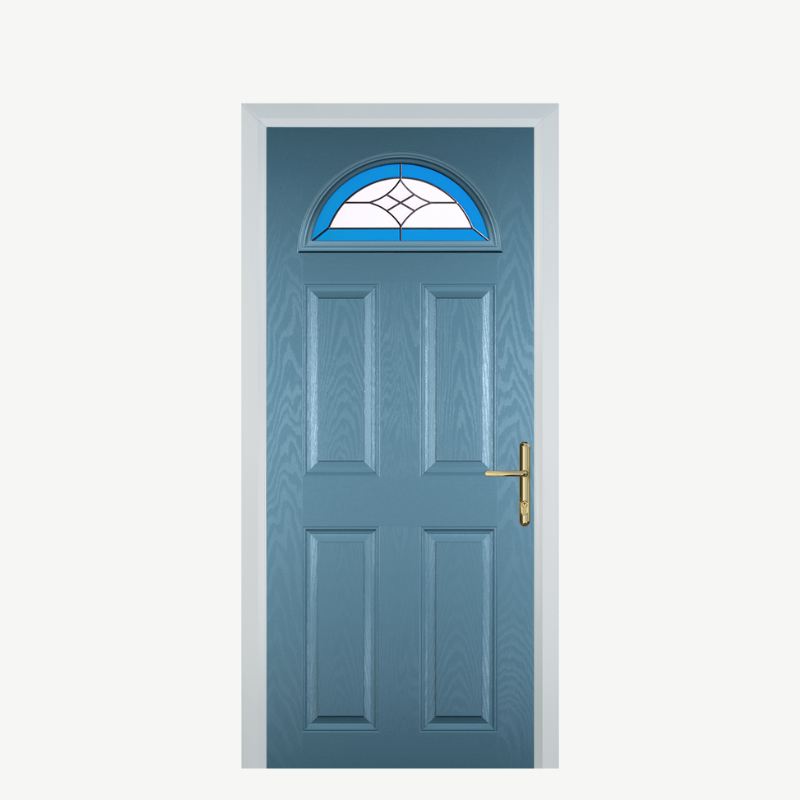 Door D 4 Panel 1 Arch Pastel Blue Crystal Harmony Blue image 0