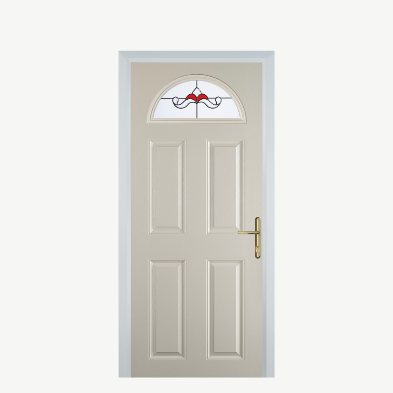 Door D 4 Panel 1 Arch Cream Crystal Bohemia Red image 0