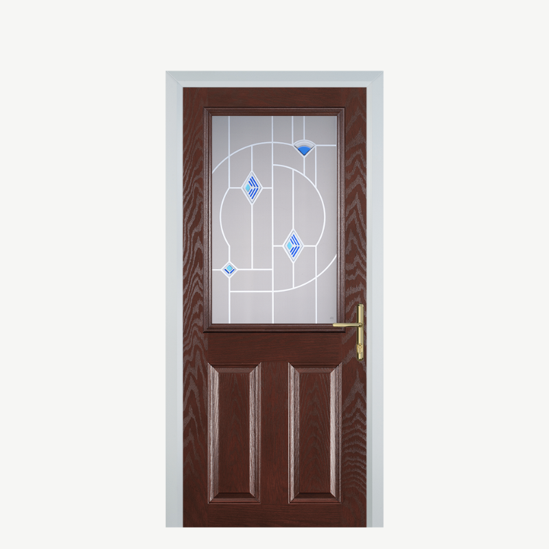 Door F 2 Panel 1 Square Dark Wood Murano Blue image 0