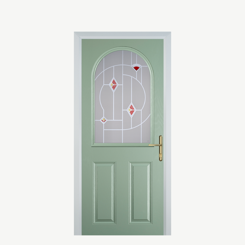 Door E 2 Panel 1 Arch Chartwell Green Murano Red image 0