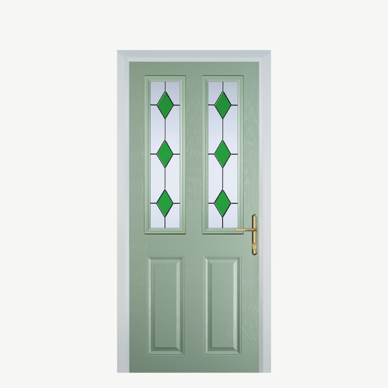 Door C 2 Panel 2 Square Chartwell Green 3 Drop Diamond Green image 0