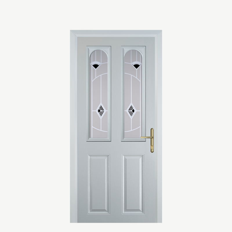 Door A 2 Panel 2 Arch White Murano Black image 0
