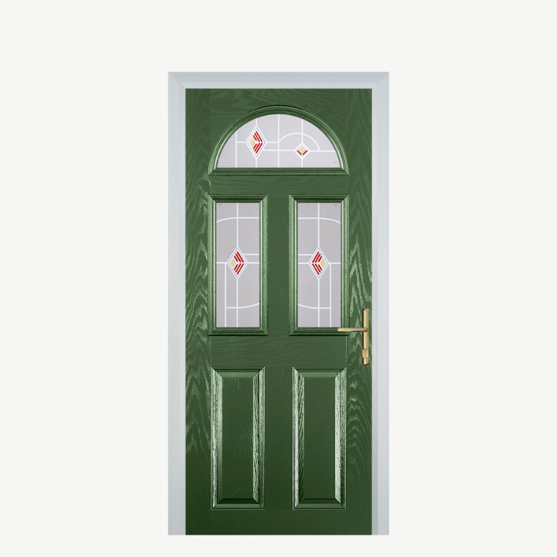 Door G 2 Panel 1 Arch Fern Green Murano Red image 0