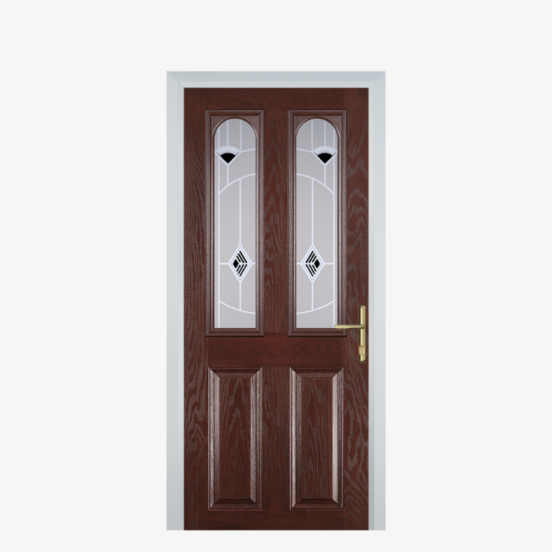 Door A 2 Panel 2 Arch Dark Wood Murano Black image 0