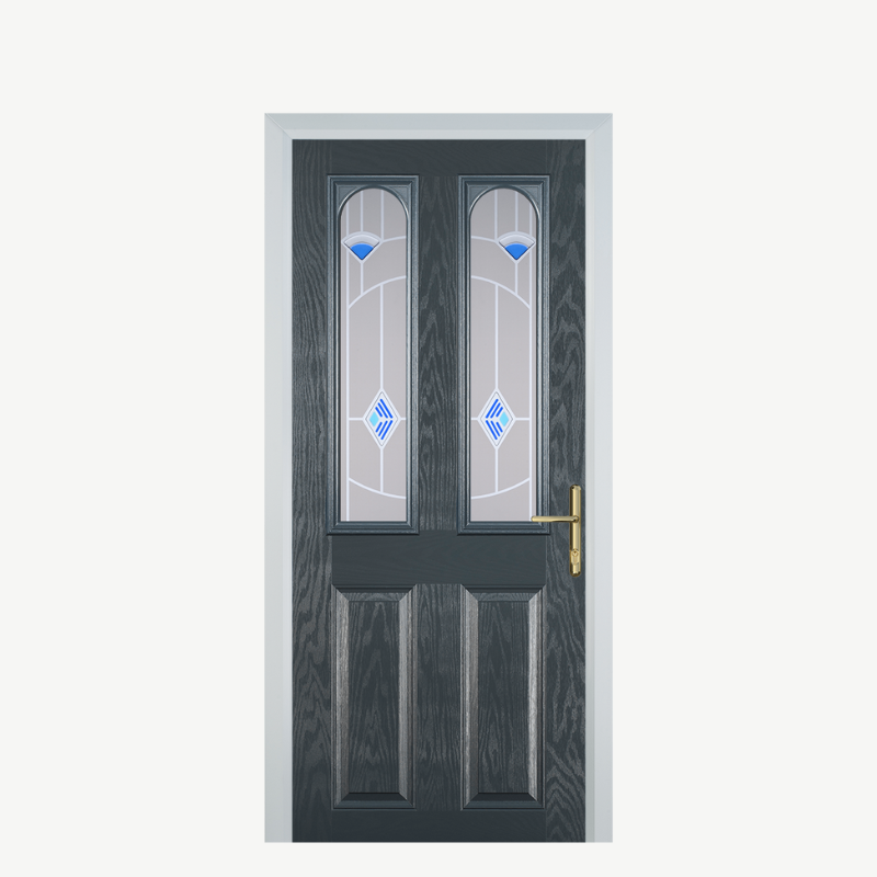 Door A 2 Panel 2 Arch Grey Murano Blue image 0