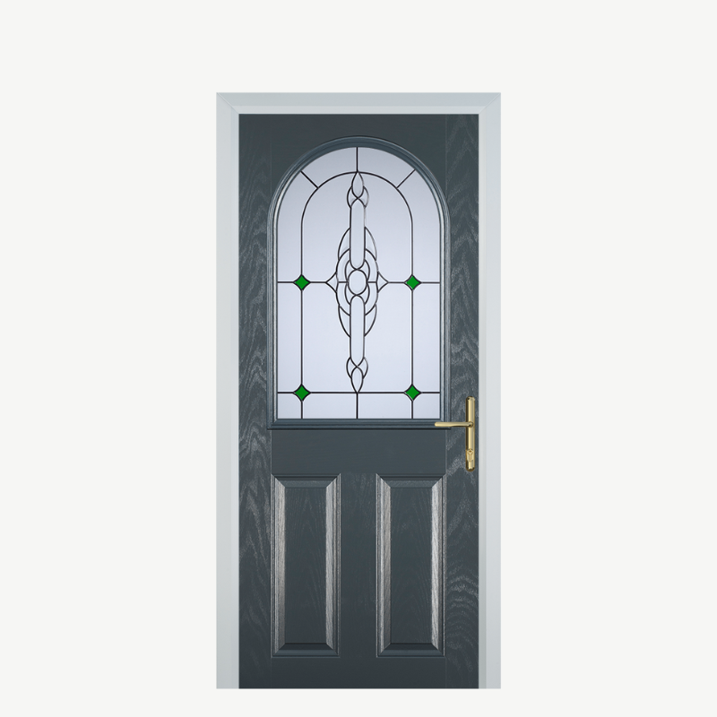 Door E 2 Panel 1 Arch Grey Crystal Bohemia Green image 0