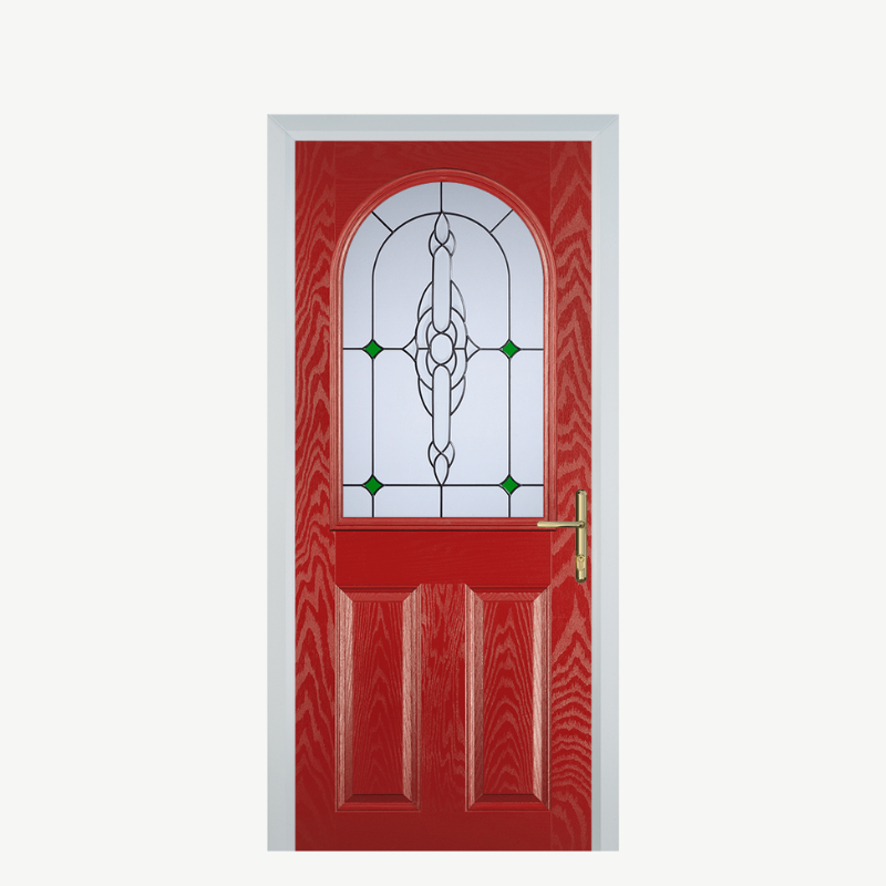 Door E 2 Panel 1 Arch Red Crystal Bohemia Green image 0