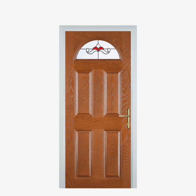 Door D 4 Panel 1 Arch Oak Crystal Bohemia Red image 0