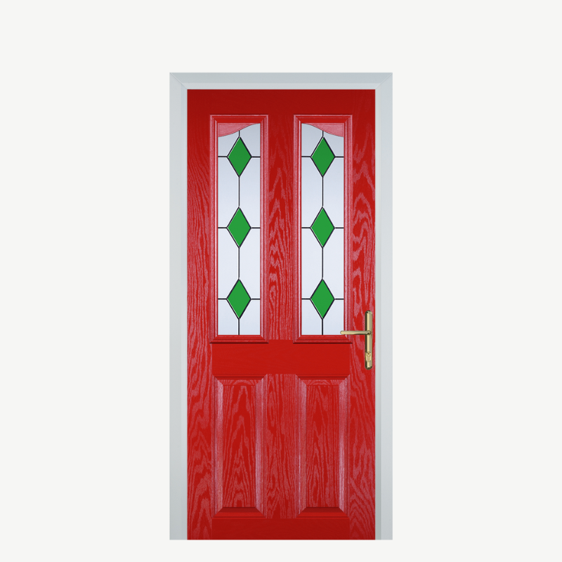 Door B 2 Panel 2 Angle Poppy Red (High Gloss) 3 Drop Diamond Green image 0
