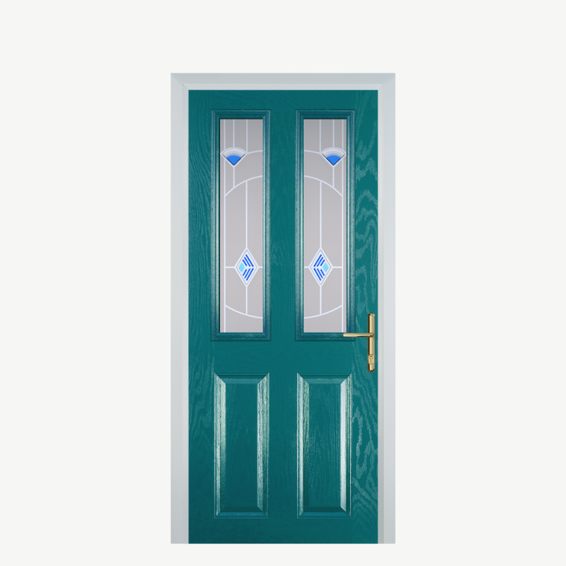 Door C 2 Panel 2 Square Turquoise Blue Murano Blue image 0