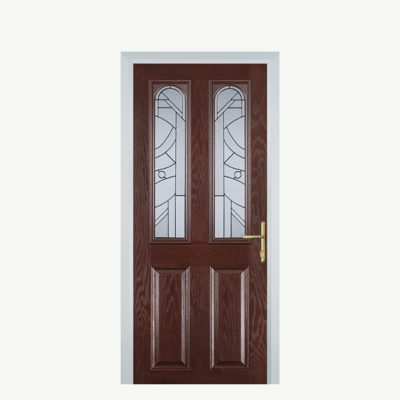 Door A 2 Panel 2 Arch Dark Wood Zinc Art Abstract image 0