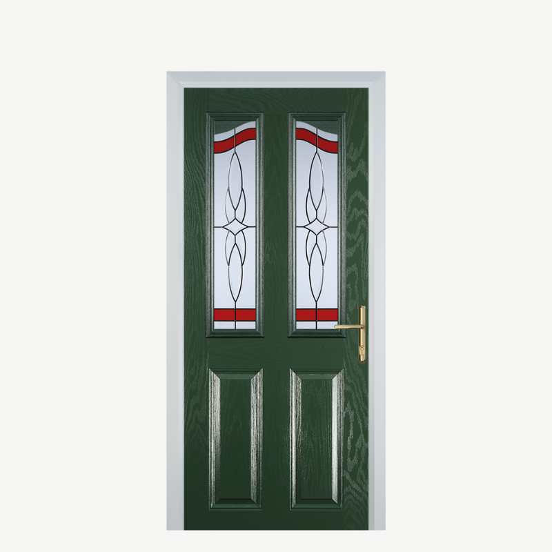Door B 2 Panel 2 Angle Green Crystal Harmony Red image 0