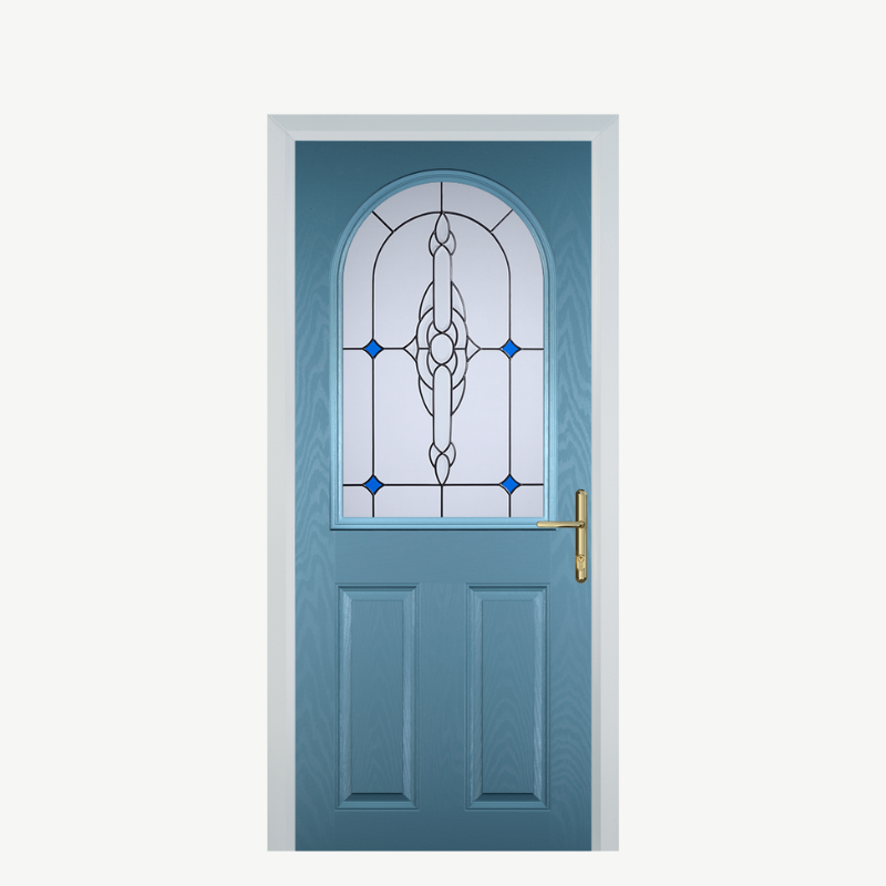 Door E 2 Panel 1 Arch Pastel Blue Crystal Bohemia Blue image 0