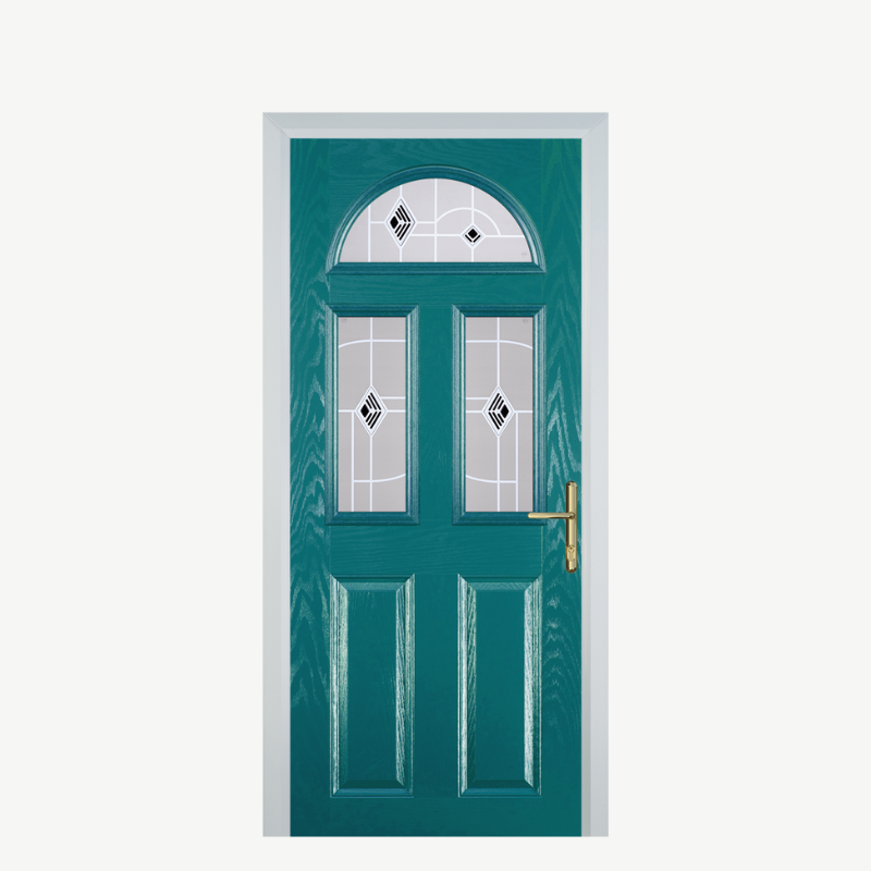 Door G 2 Panel 1 Arch Turquoise Blue Murano Black image 0