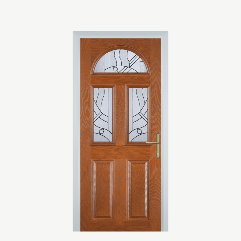 Door G 2 Panel 1 Arch Oak Zinc Art Abstract image 0