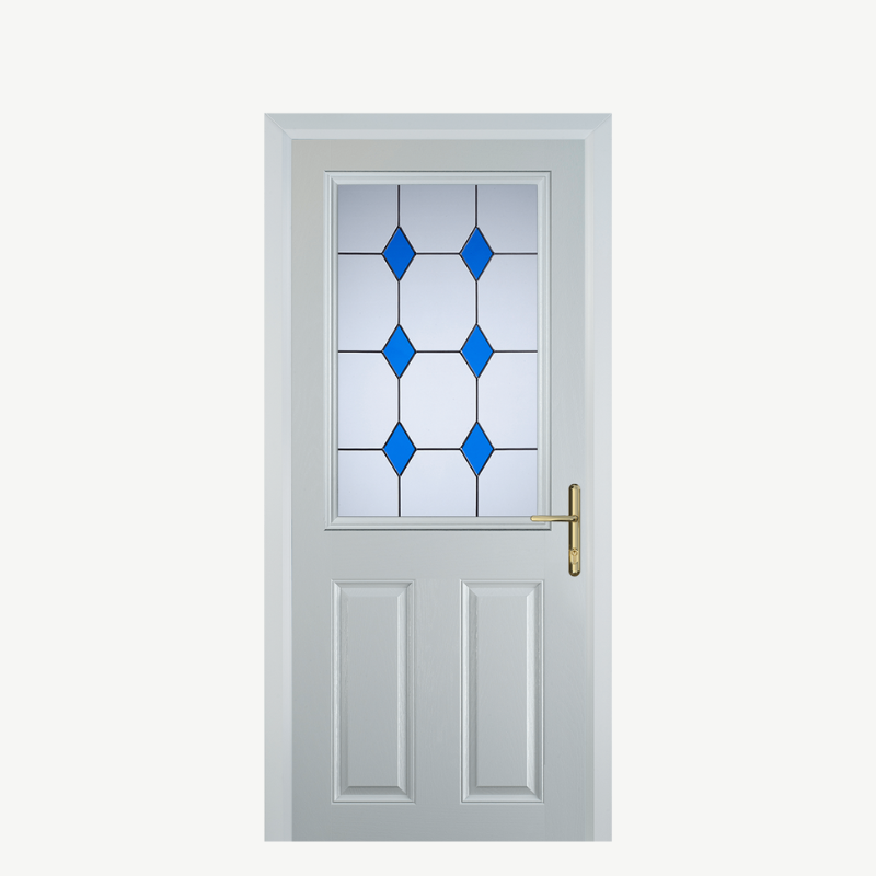 Door F 2 Panel 1 Square White 3 Drop Diamond Blue image 0