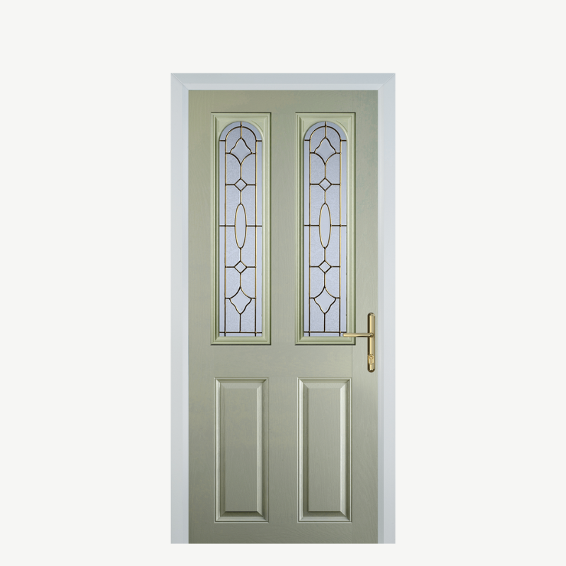 Door A 2 Panel 2 Arch Pebble Grey Brass Art Clarity image 0