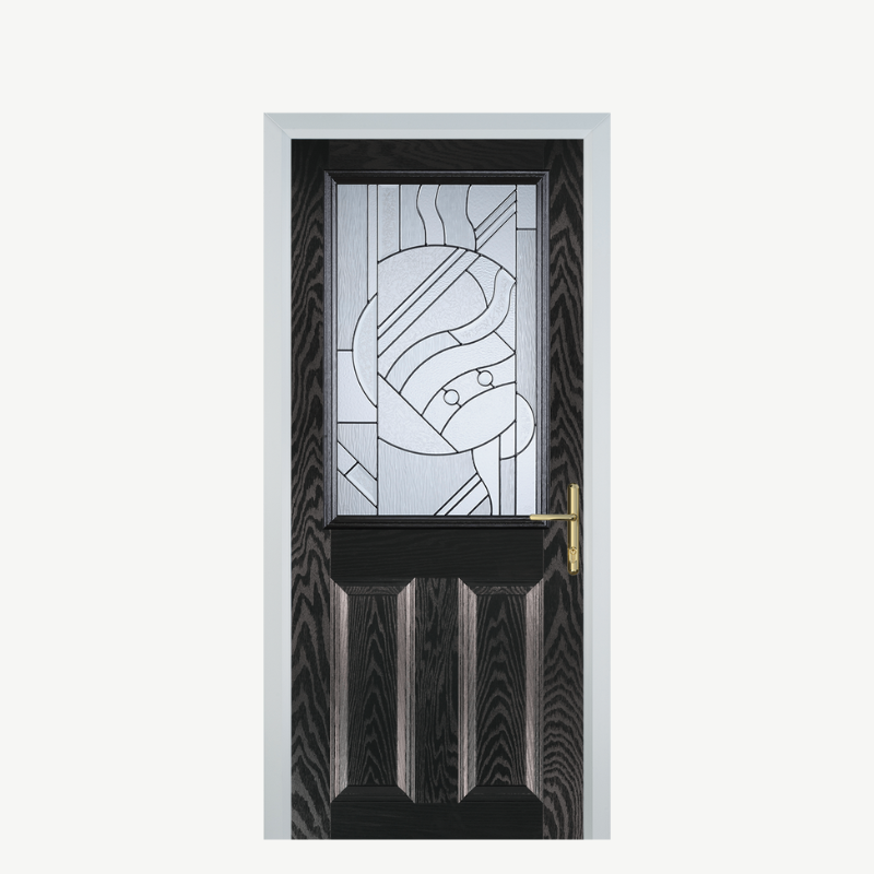 Door F 2 Panel 1 Square Black Brown Zinc Art Abstract image 0