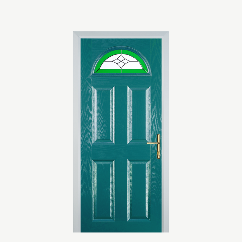 Door D 4 Panel 1 Arch Turquoise Blue Crystal Harmony Green image 0