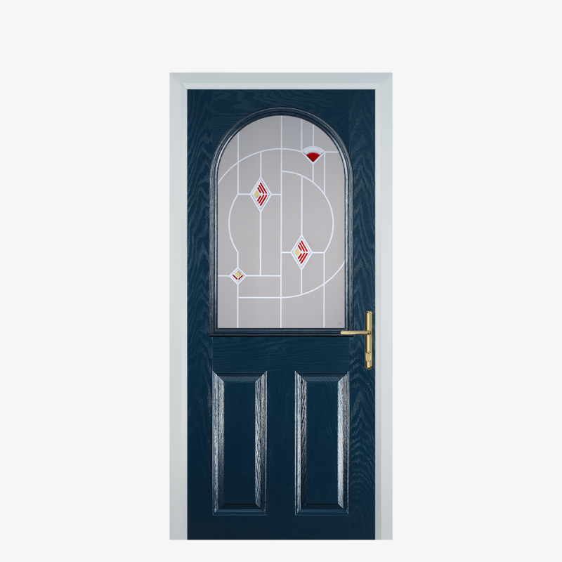 Door E 2 Panel 1 Arch Blue Murano Red image 0