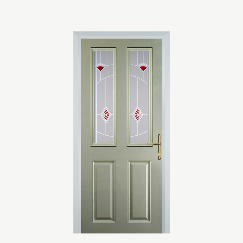 Door C 2 Panel 2 Square Pebble Grey Murano Red image 0