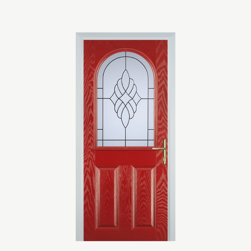 Door E 2 Panel 1 Arch Red Brass Art Clarity image 0
