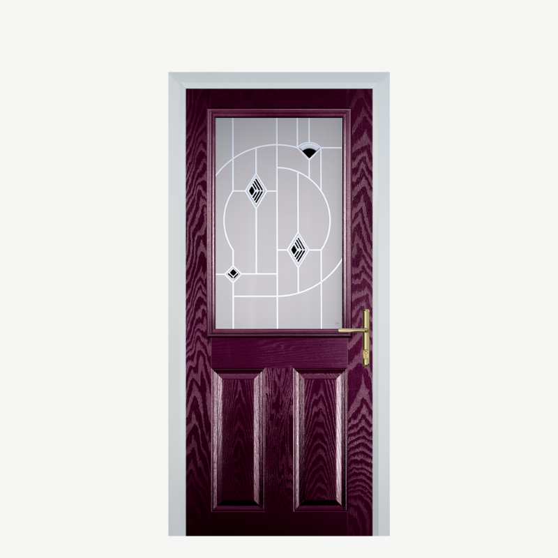 Door F 2 Panel 1 Square Purple Violet Murano Black image 0
