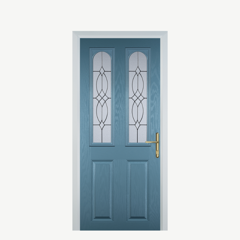 Door A 2 Panel 2 Arch Pastel Blue Flair image 0