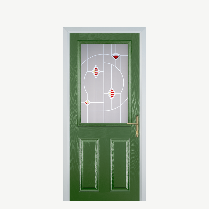 Door F 2 Panel 1 Square Fern Green Murano Red image 0