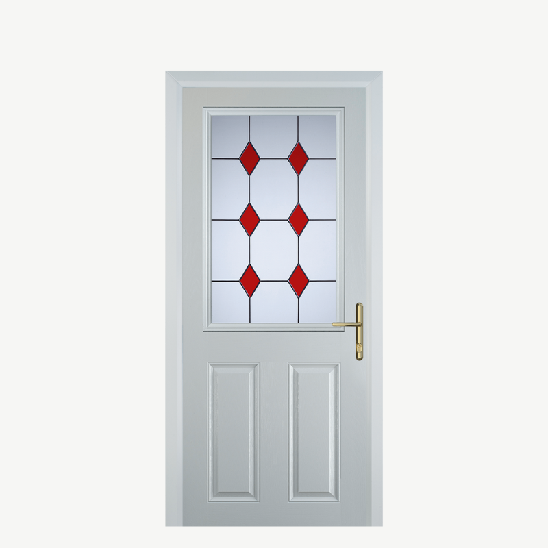 Door F 2 Panel 1 Square White 3 Drop Diamond Red image 0
