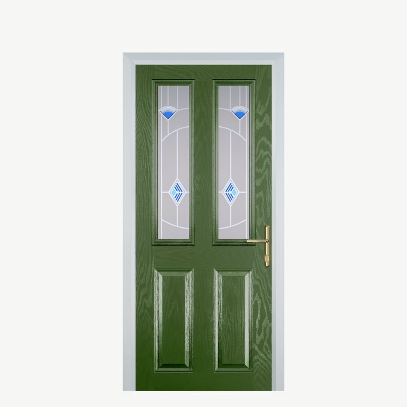 Door C 2 Panel 2 Square Fern Green Murano Blue image 0