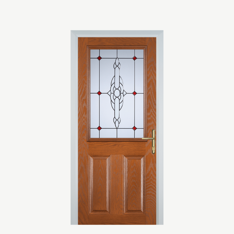 Door F 2 Panel 1 Square Oak Crystal Bohemia Red image 0