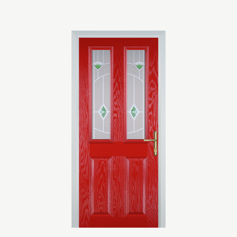 Door C 2 Panel 2 Square Poppy Red (High Gloss) Murano Green image 0