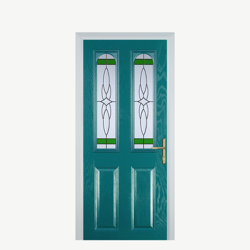Door A 2 Panel 2 Arch Turquoise Blue Crystal Harmony Green image 0