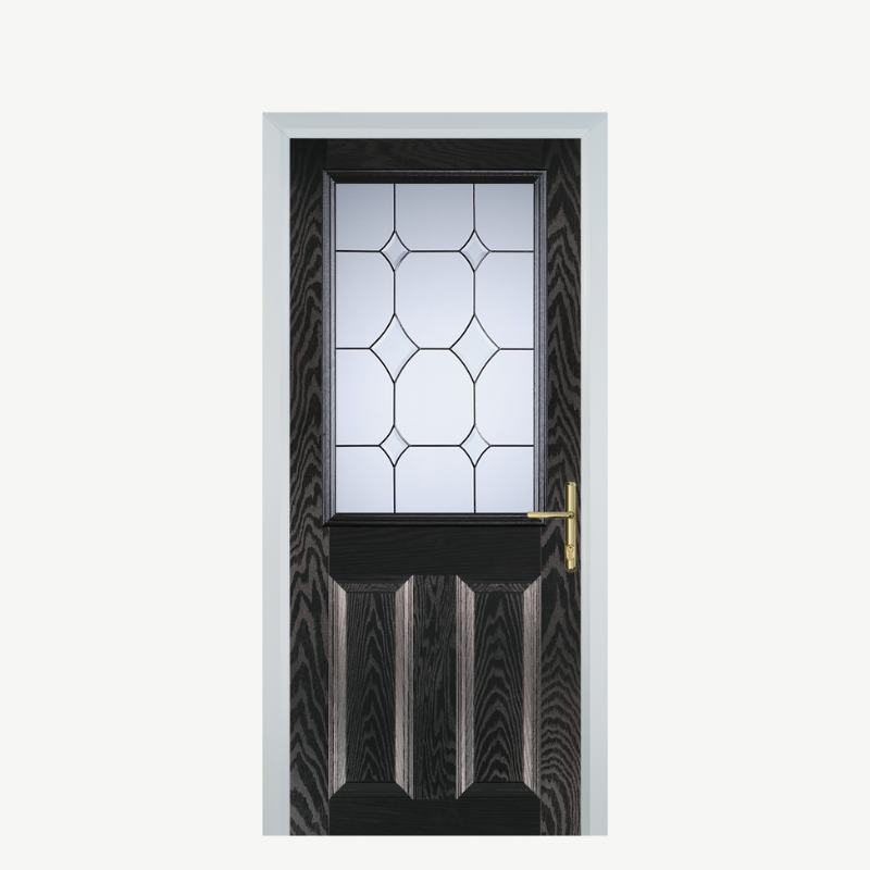 Door F 2 Panel 1 Square Black Brown Crystal Diamond image 0