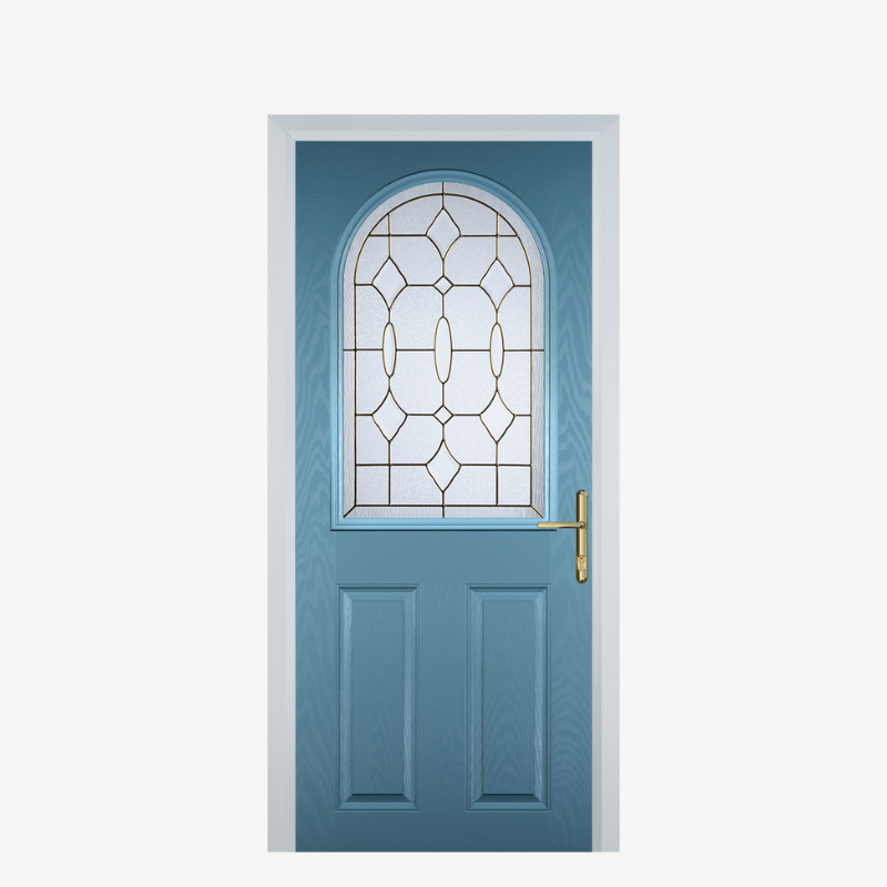 Door E 2 Panel 1 Arch Pastel Blue Brass Art Clarity image 0