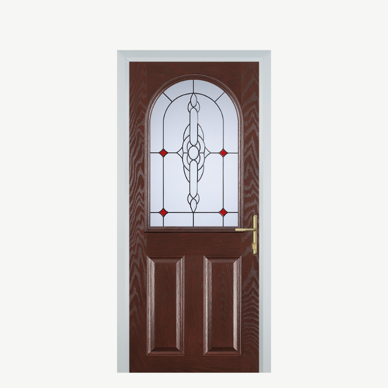Door E 2 Panel 1 Arch Dark Wood Crystal Bohemia Red image 0