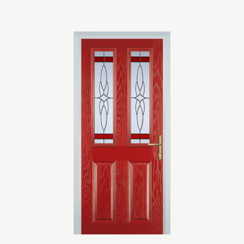 Door C 2 Panel 2 Square Red Crystal Harmony Red image 0