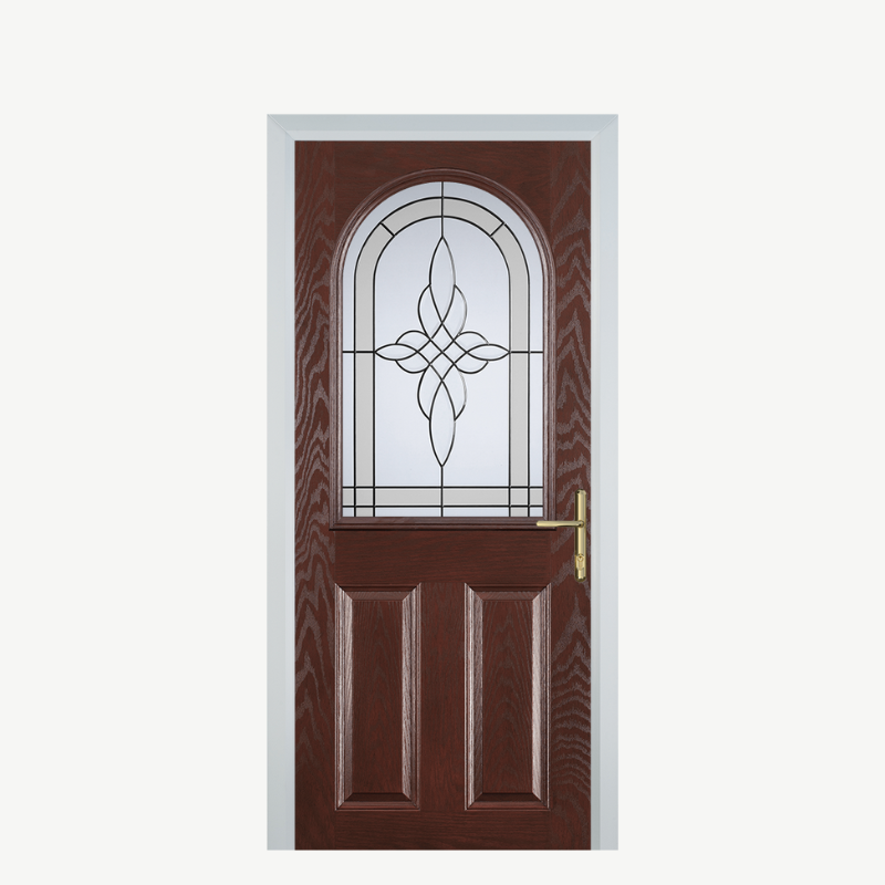 Door E 2 Panel 1 Arch Dark Wood Crystal Harmony Frost image 0