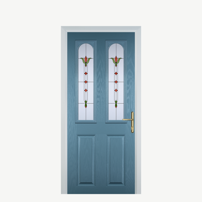 Door A 2 Panel 2 Arch Pastel Blue Fleur image 0