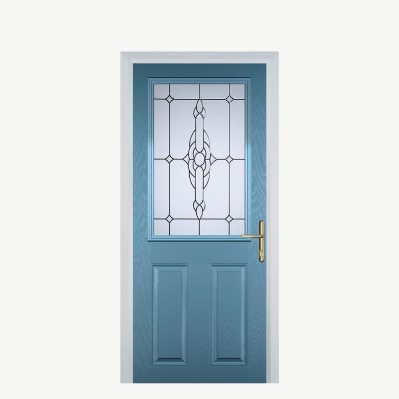 Door F 2 Panel 1 Square Pastel Blue Crystal Bohemia Frost image 0